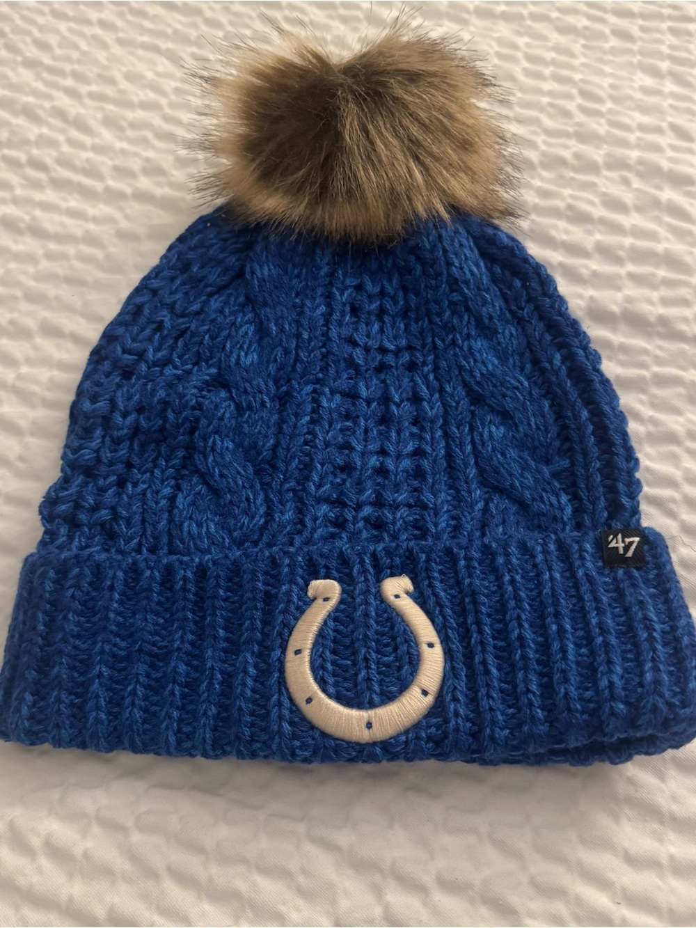 Women's '47 Royal Indianapolis Colts Meeko Cuffed Knit Hat with Pom